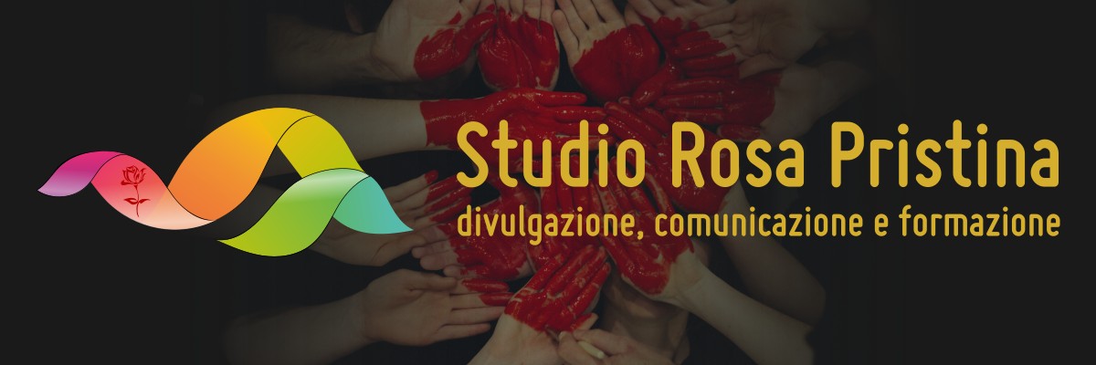 Studio Rosa Pristina: lavoriamo con passione, ti aiutiamo a lavorare meglio Sullo sfondo, tante mani intrecciate e dipinte di rosso a formare un cuore. In primo piano, il logo di Studio Rosa Pristina